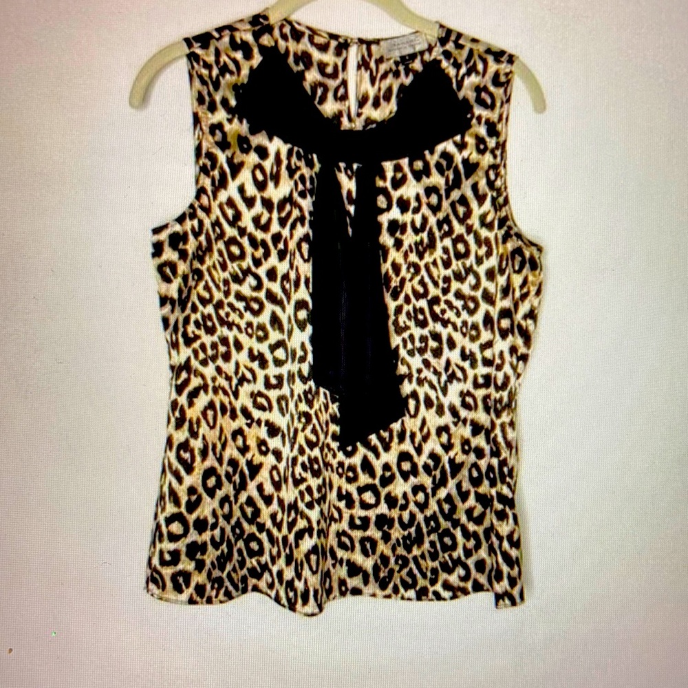 Tahiri Leopard Print Shell With Black Bow Shirt - image 1